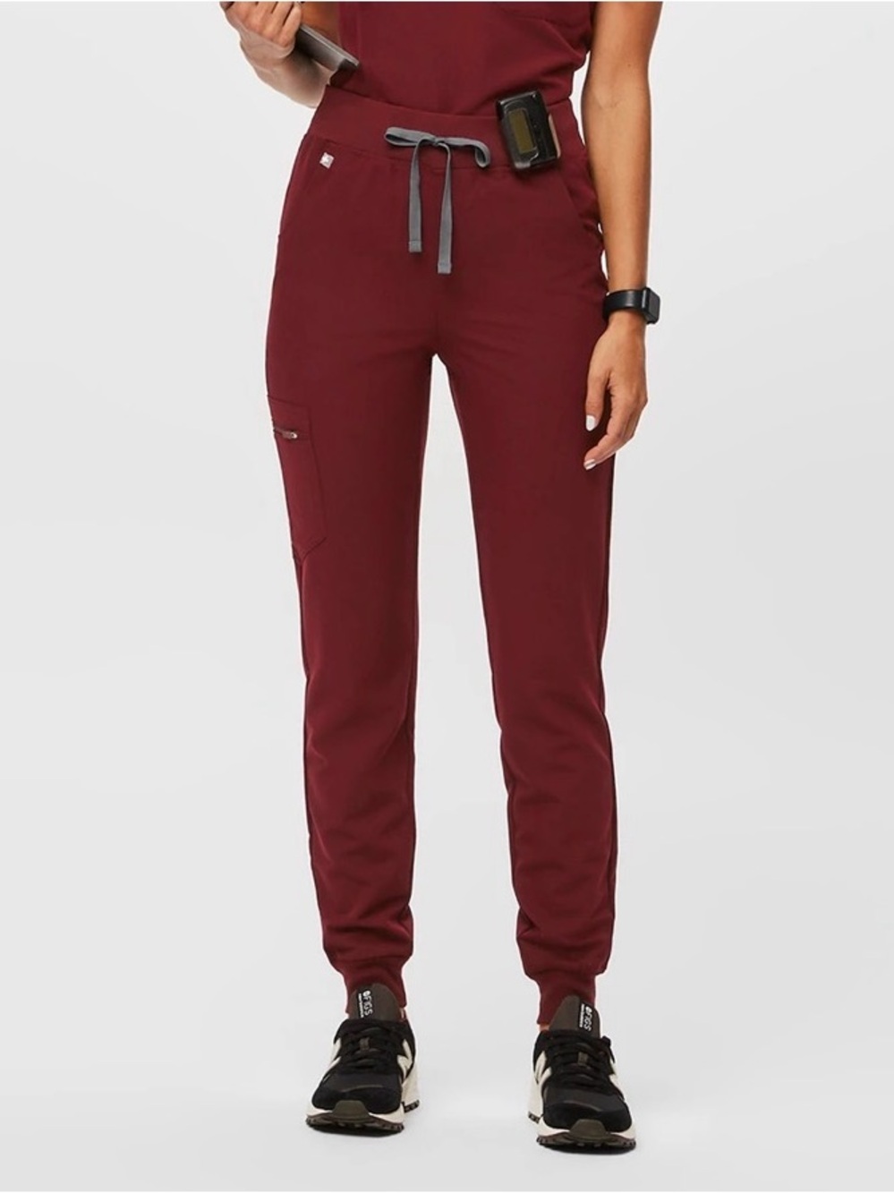 Figs Zamora High-Rise Jogger Scrub Pant in Burgundy